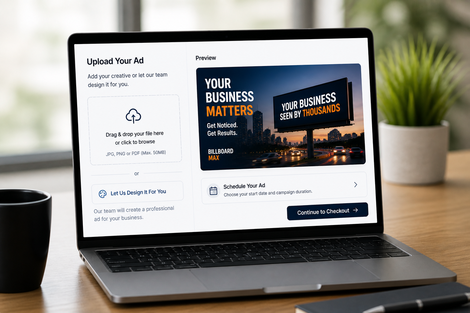 Banner upload interface for billboard creatives