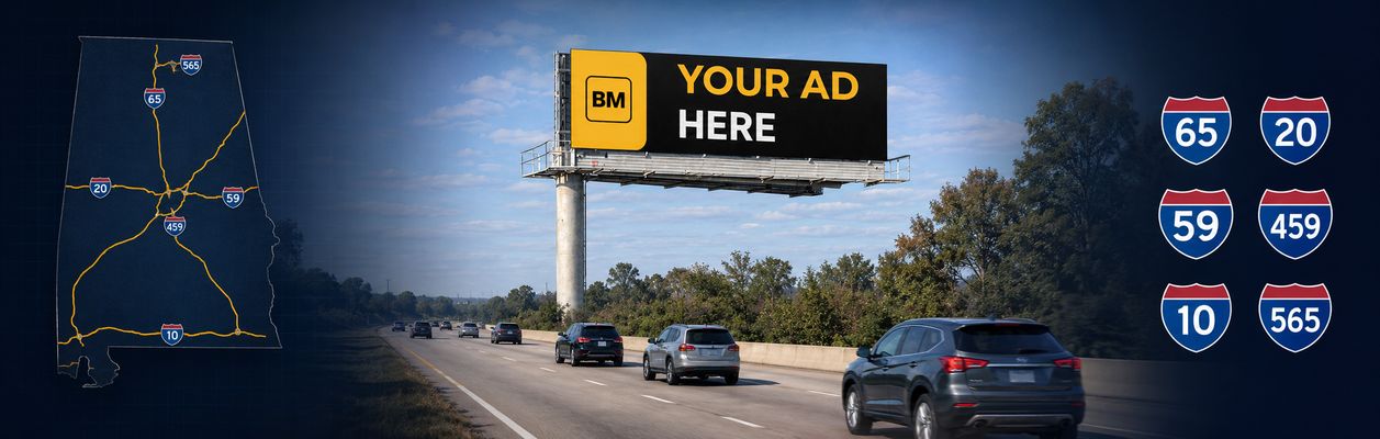 Digital billboards along Alabama I-65, I-20, I-85, and I-10 highways