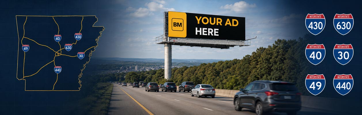Digital billboards along I-30, I-40, I-49 and Little Rock commuter routes