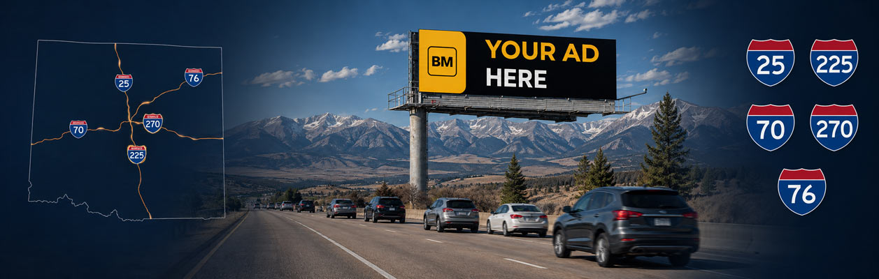 Digital billboards along major Colorado highways serving Denver and Front Range cities