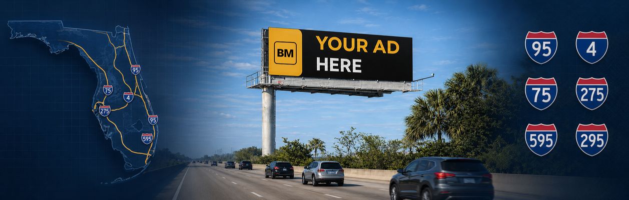 Digital billboard locations across Florida highways, metro routes, commuter corridors, and tourism markets