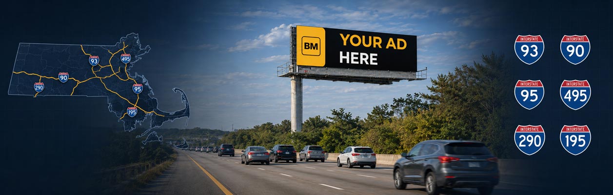 Digital billboards along I-93, I-90 and I-95 in Massachusetts