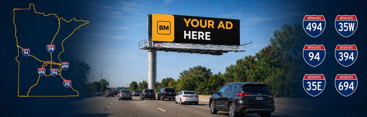 Digital billboards along Minnesota I-35 and I-94 commuter corridors
