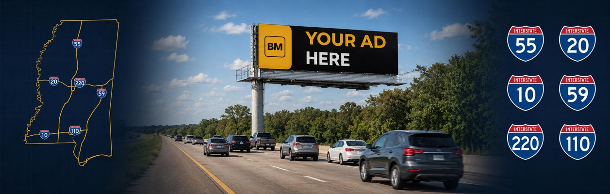 Digital billboards along Mississippi I-20, I-55, I-10, and US 49 corridors