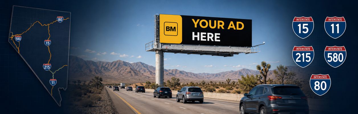 Nevada digital billboards along I-15, I-80, US-95 highways for advertising