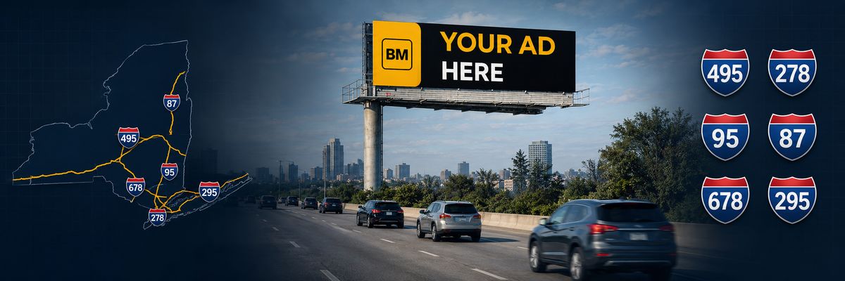 New York interstate billboards along I-95, I-87, and I-90 for advertising campaigns