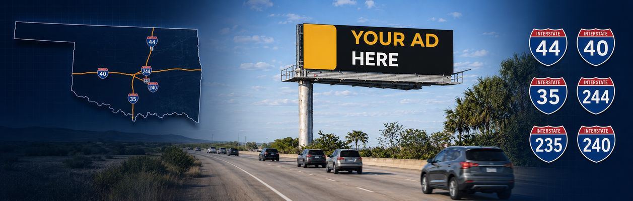 Digital billboards along I-35, I-40, and I-44 across Oklahoma