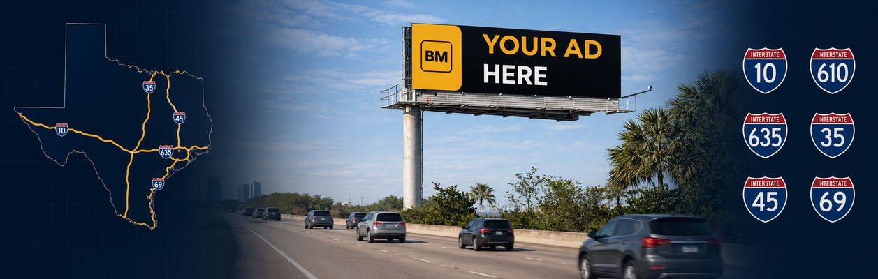 Texas digital billboards along I-35, I-10, and I-45 advertising corridors