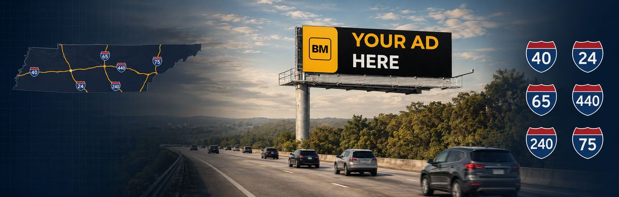 Tennessee billboard map showing I-65, I-40, I-24, I-75, and SR-386