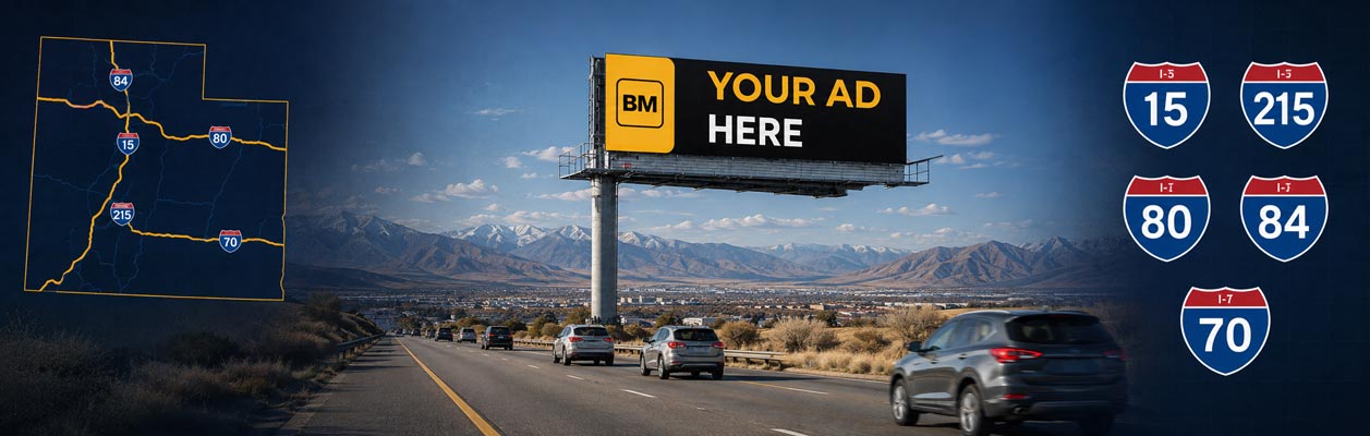 Digital billboards along I-15 and I-215 serving major Utah markets