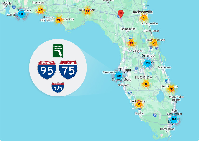 Mobile-optimized view of billboard network coverage
